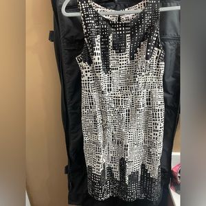 Anthropologie Cityscape Black and White Patterned Dress